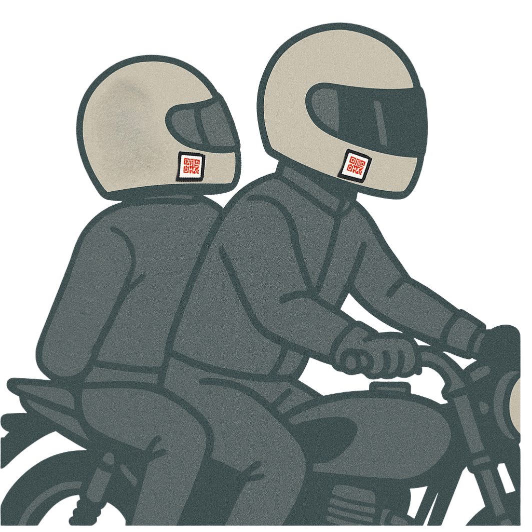 Conducente e passeggero con QR code di sicurezza